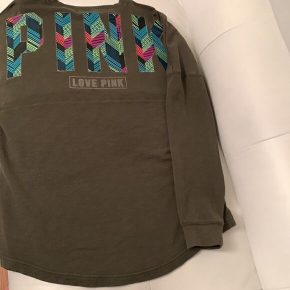 Pink Victoria Secret Khaki Logo Print Sweater Size M - Picture 4 of 7